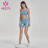women blue Imitation skin biker shorts set wholesale
