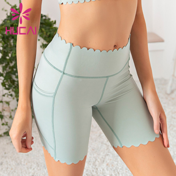 OEM ruffle  womens yoga shorts  leggings comfort color can custom print