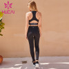 Wholesale Sportswear Apparel Black Waistband Sports Bra With Cross Back And Black Tights