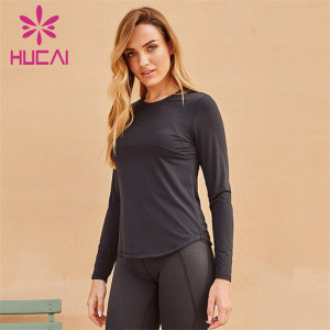 Black Tight-Fitting Long-Sleeved Sweatshirt Wholesale
