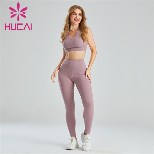 Fashion Solid Color Sports Bra And Yoga Pants Suit leggings manufacturers