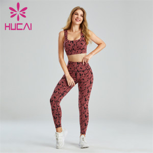 Camouflage Jacquard Sports Bra And Leggings Suit Wholesale