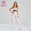 Pink And Black Matching Sports Bra And Leggings Suit Wholesale