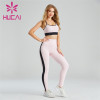 Pink And Black Matching Sports Bra And Leggings Suit Wholesale