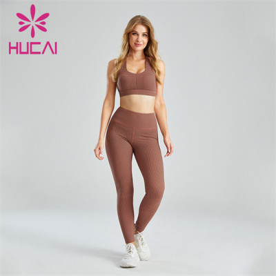 Houndstooth Print Sports Bra And Leggings Set Wholesale