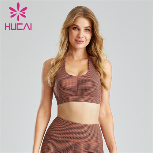 Fashion Houndstooth Digital Printing Sports Bra Customization