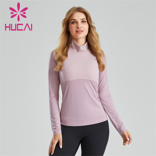 Up And Down Stitching Design Turtleneck Sweatshirt Wholesale