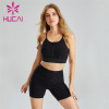 Black Suspender Sports Bra And Cycling Shorts Wholesale