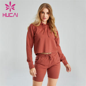 Ladies Hooded Sweater And Cycling Shorts Suit Customization