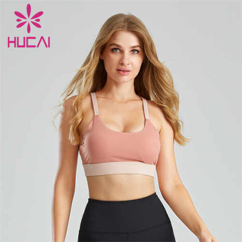 Cute Pink And White Color Sports Bra Customization Private Label