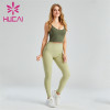 Dark Green Sports Bra And Light Green Leggings Suit Wholesale