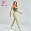 Dark Green Sports Bra And Light Green Leggings Suit Wholesale