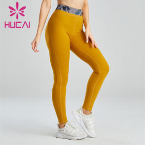 Women's Yellow Printed Belt Slim Leggings Custom