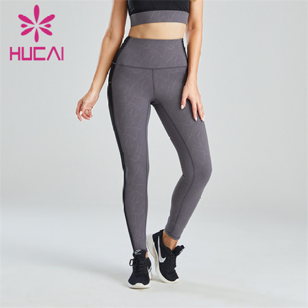 Simple Black And Gray Color Matching Leggings Customization