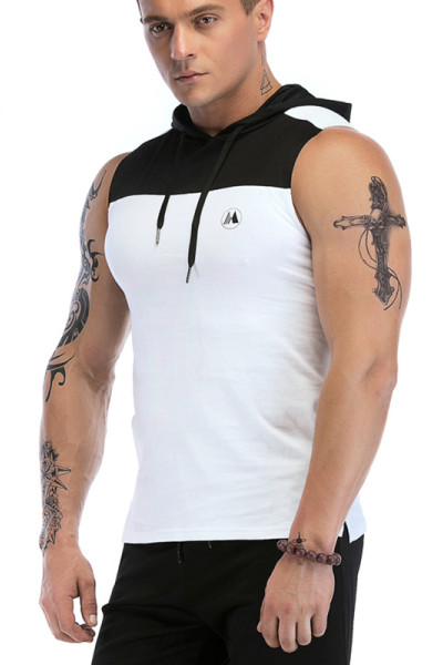 OEM Custom Workout Clothes LOGO Black White Sleeveless Hoodies Factory Manufacturer
