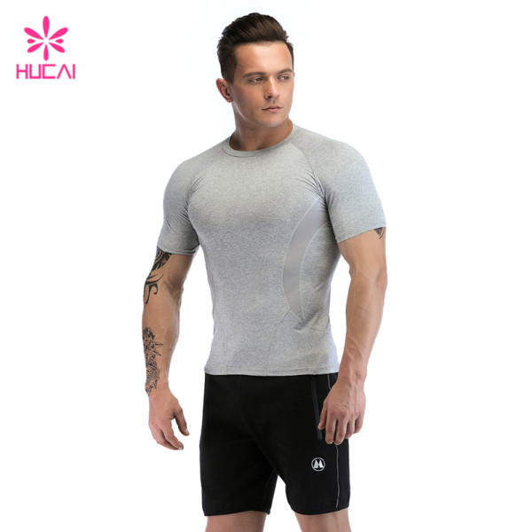 OEM Custom Athletic Wear Light Grey Fitness T-shirt China Manufacturer Private Label
