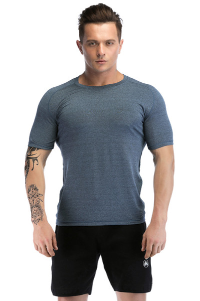 ODM Private Label Custom Blue Stripes Fitness T-shirt China Manufacturer