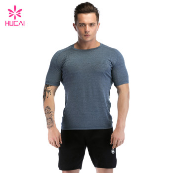 ODM Private Label Custom Blue Stripes Fitness T-shirt China Manufacturer