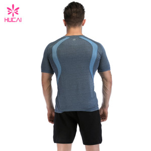 ODM Private Label Custom Blue Stripes Fitness T-shirt China Manufacturer