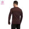 OEM Men Private Label Dark Red Long Sleeve Soft T Shirts Custom Manufacture