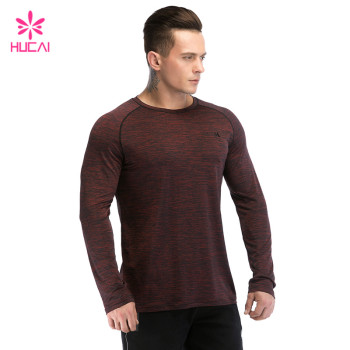 OEM Men Private Label Dark Red Long Sleeve Soft T Shirts Custom Manufacture