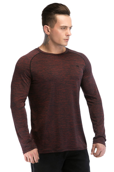 OEM Men Private Label Dark Red Long Sleeve Soft T Shirts Custom Manufacture