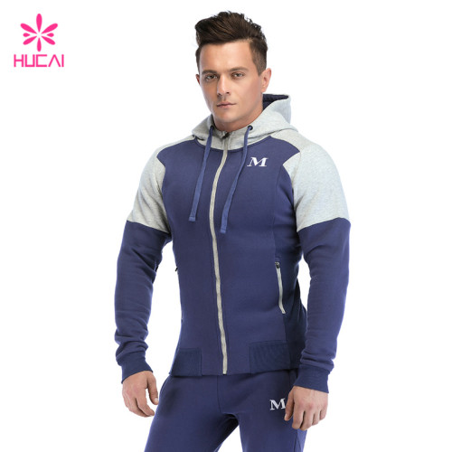 Private Label Fashion Custom Blue&Grey Gym Hoodie Factory Activewear Suppliers  Manufacturer