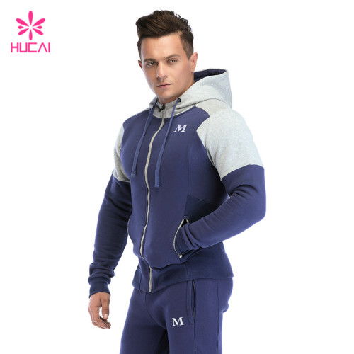 Private Label Fashion Custom Blue&Grey Gym Hoodie Factory Activewear Suppliers  Manufacturer