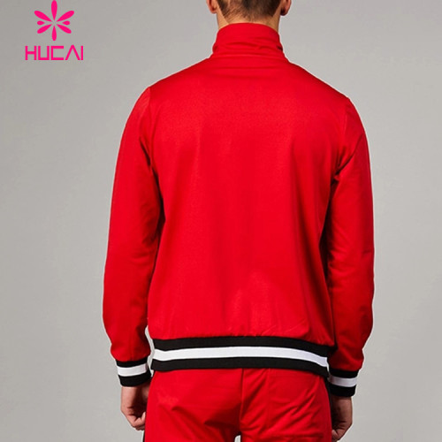 custom men jackets full zip top printed casual red  jackets sports tracksuits factory