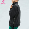 100% Polyester Turtleneck Half-Zip Black Windbreaker Pullover Hoodie With Side Zipper high quality sweatshirts for man