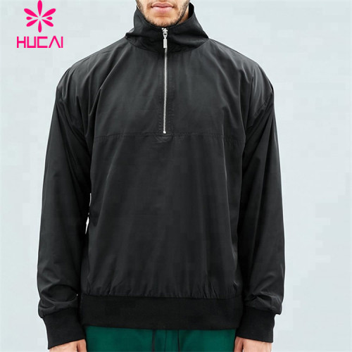 Custom Manufacture Turtleneck Half-Zip Black Pullover Hoodies Activewear Supplier