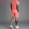 OEM Custom Logo Sportswear Shirt And Shorts Set For Men Cotton Running Custom Men pink Short Set