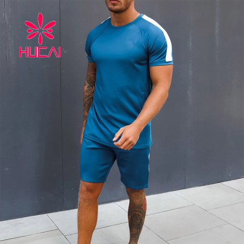 High Quality activewear fitness Men Short Sleeve running 2 pieces Sportswear Supplier