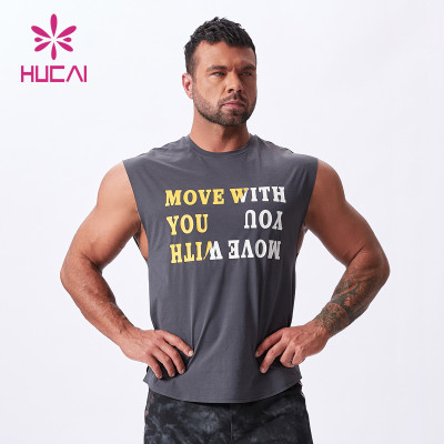 custom print polyester fabric fitness vest tank top Men china manufacturers