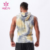 custom tie-dye pure cotton fitness hoodies vest tank top Men china manufacturers