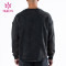 OEM Custom Logo Washed Process Slim-Fit Men Black Sweatshirts China Factory Manufacturer