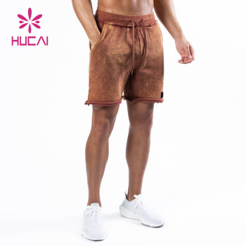 OEM Custom Brand Logo Washed Process Elastic Men Shorts China Manufacturer