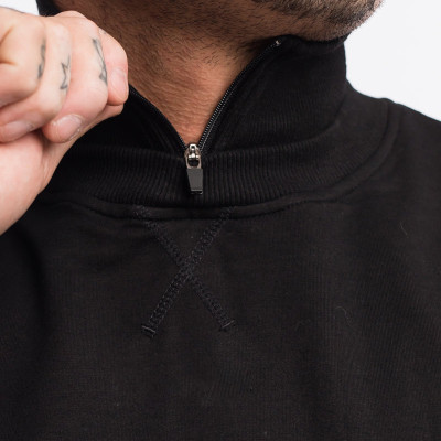 High Neck Mens Zippered Black Sweatshirt China Manufacturer Private Label Active Wear