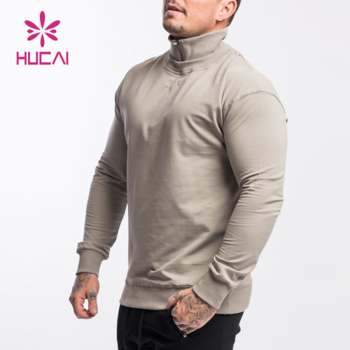 OEM Custom Brand High Neck Zippered Mens Sweatshirt China Manufacturer