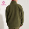 Custom logo men full zip  green printed casual jackets factory manufacturer gym wear suppliers