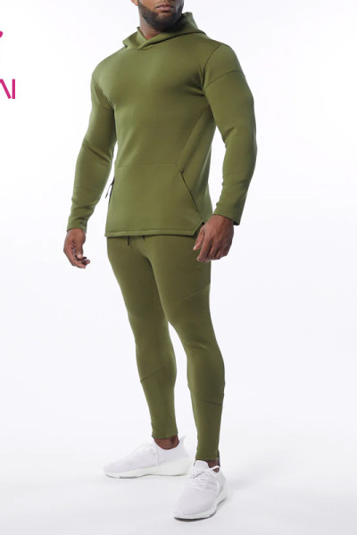 oem custom gym wear men hypotenuse zipper green hoodies activewear suppliers