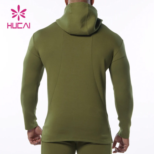 oem custom gym wear men hypotenuse zipper green hoodies activewear suppliers