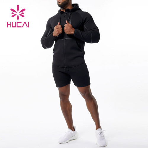 custom gym wear men functional zipper hit color hoodies fitness clothing manufacturers