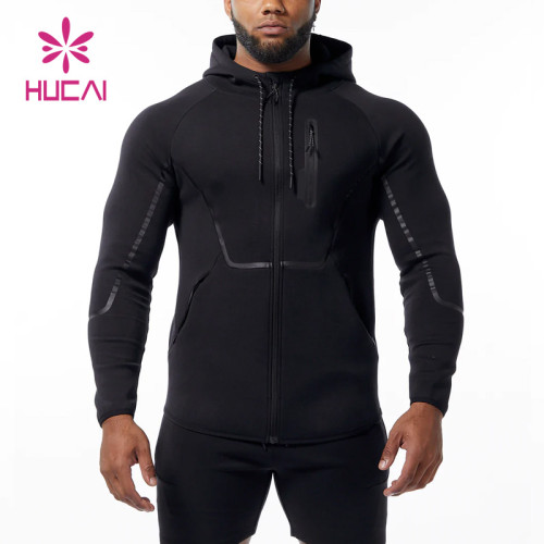 custom gym wear men functional zipper hit color hoodies fitness clothing manufacturers