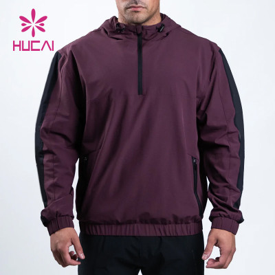 oem custom Half zipper gym wear mens body building high quality jacket clothing factory