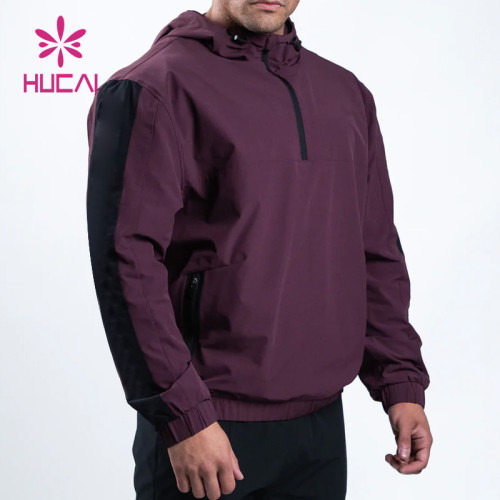 oem custom Half zipper gym wear mens body building high quality jacket clothing factory