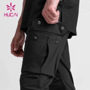 custom mens drawstring double functional side pocket waterproof running joggers sportswear supplier