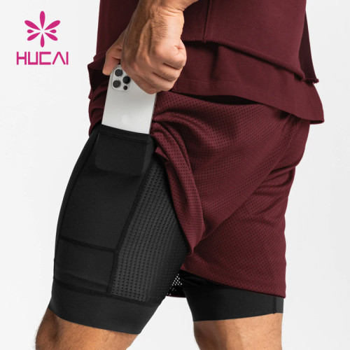OEM Custom Mens Invisible Zippers Inner Double Layers Running Shorts Factory Manufacturer