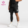 OEM Mens Active Invisible Zippers Inner Double Layers Gym Shorts Custom Manufacture