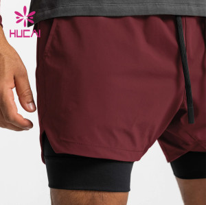 custom mens running dry fit gym shorts 2 in 1 quick-drying activewear suppliers